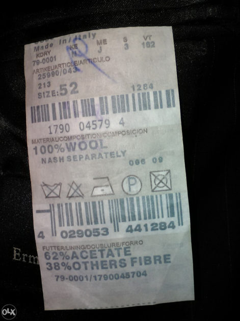 A fake Zegna inner label.